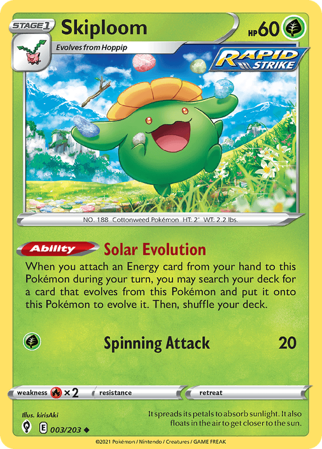 Carta Skiploom 3/203 do set Evolving Skies — Pokémon TCG | Bynx