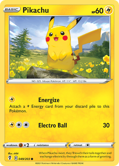 Carta Pikachu 49/203 do set Evolving Skies — Pokémon TCG | Bynx