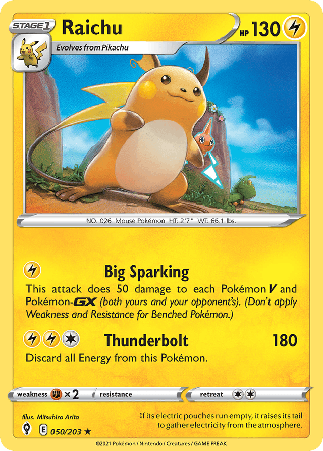 Carta Raichu 50/203 do set Evolving Skies — Pokémon TCG | Bynx