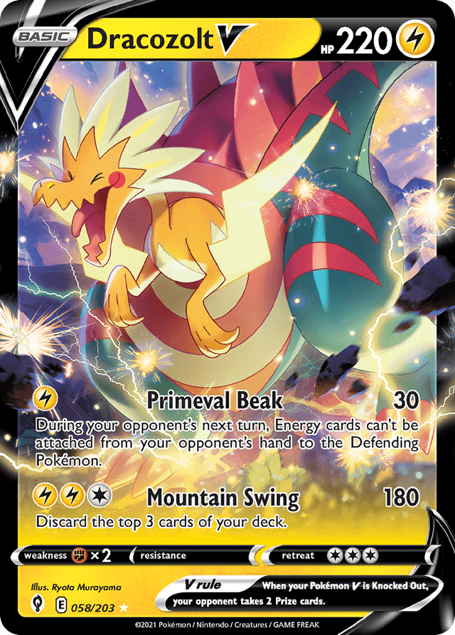 Carta Dracozolt V 58/203 do set Evolving Skies — Pokémon TCG | Bynx