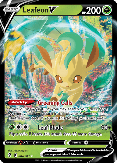 Carta Leafeon V 7/203 do set Evolving Skies — Pokémon TCG | Bynx