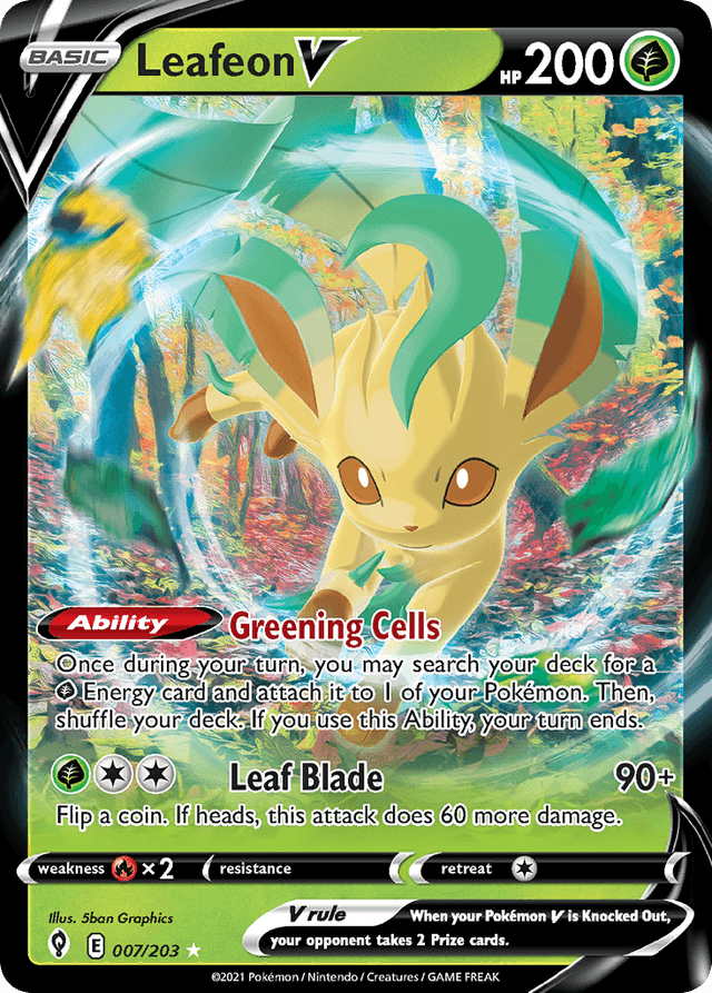 Carta Leafeon V 7/203 do set Evolving Skies — Pokémon TCG | Bynx