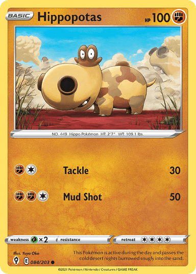 Carta Hippopotas 84/203 do set Evolving Skies — Pokémon TCG | Bynx