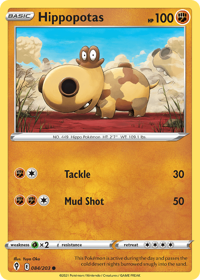 Carta Hippopotas 84/203 do set Evolving Skies — Pokémon TCG | Bynx