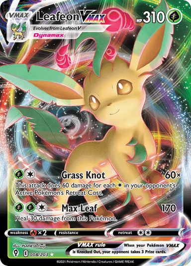 Carta Leafeon VMAX 8/203 do set Evolving Skies — Pokémon TCG | Bynx