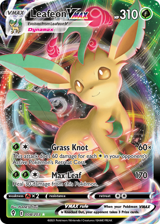 Carta Leafeon VMAX 8/203 do set Evolving Skies — Pokémon TCG | Bynx