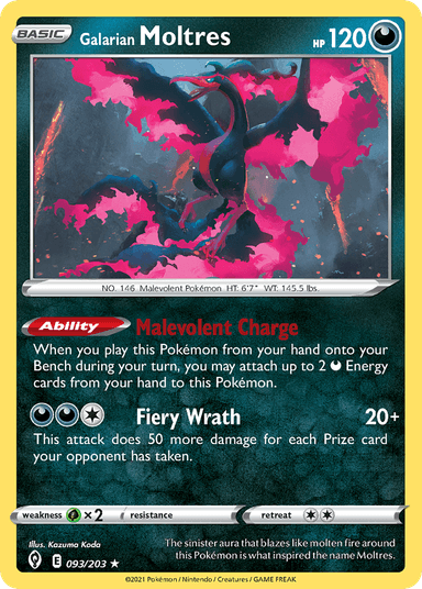 Carta Galarian Moltres 93/203 do set Evolving Skies — Pokémon TCG | Bynx