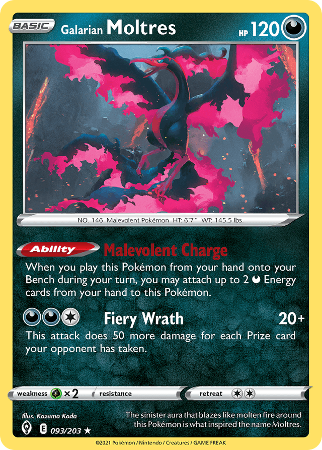 Carta Galarian Moltres 93/203 do set Evolving Skies — Pokémon TCG | Bynx