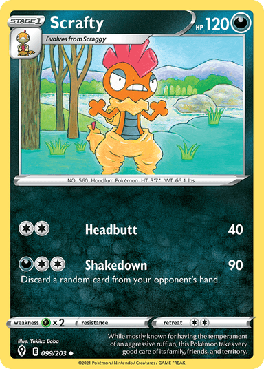 Carta Scrafty 99/203 do set Evolving Skies — Pokémon TCG | Bynx