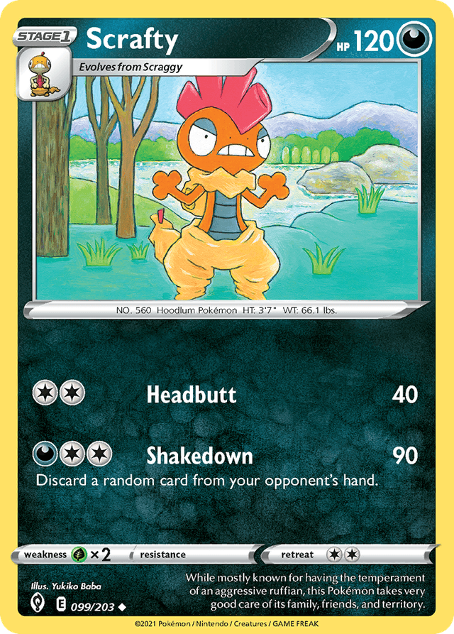 Carta Scrafty 99/203 do set Evolving Skies — Pokémon TCG | Bynx
