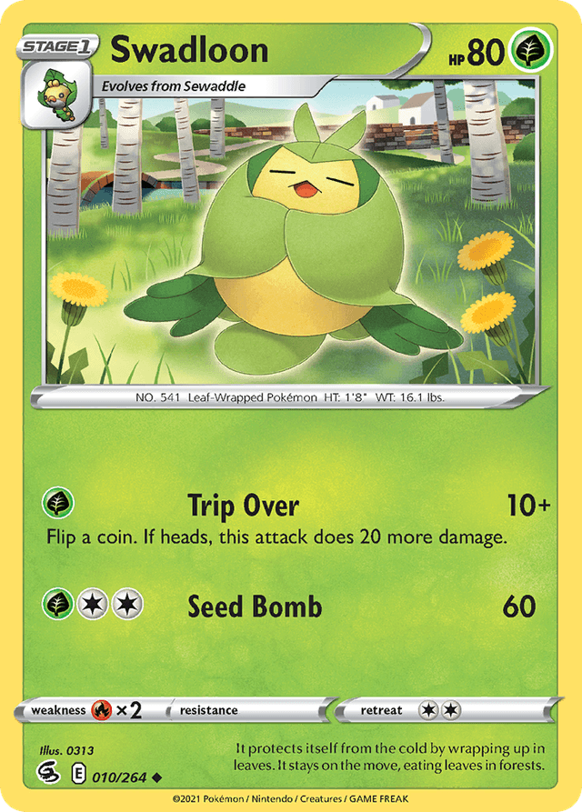 Carta Swadloon 10/264 do set Fusion Strike — Pokémon TCG | Bynx
