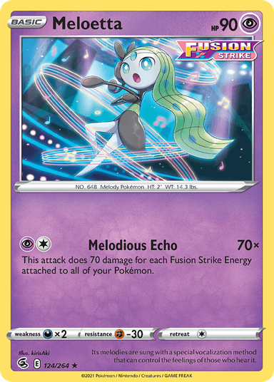 Carta Meloetta 124/264 do set Fusion Strike — Pokémon TCG | Bynx