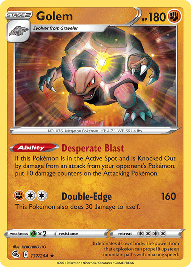 Carta Golem 137/264 do set Fusion Strike — Pokémon TCG | Bynx