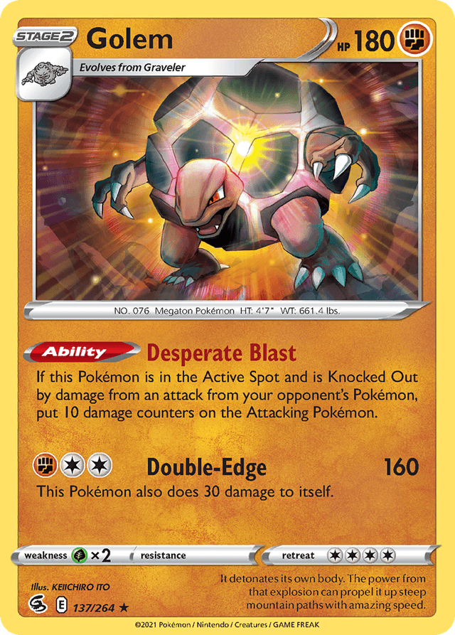 Carta Golem 137/264 do set Fusion Strike — Pokémon TCG | Bynx