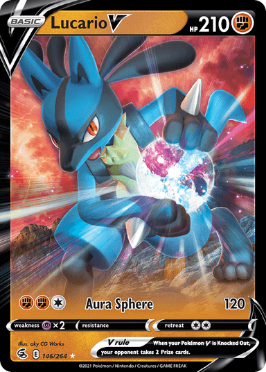Carta Lucario V 146/264 do set Fusion Strike — Pokémon TCG | Bynx