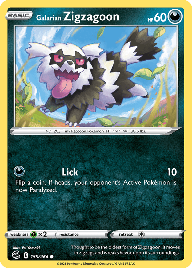 Carta Galarian Zigzagoon 159/264 do set Fusion Strike — Pokémon TCG | Bynx