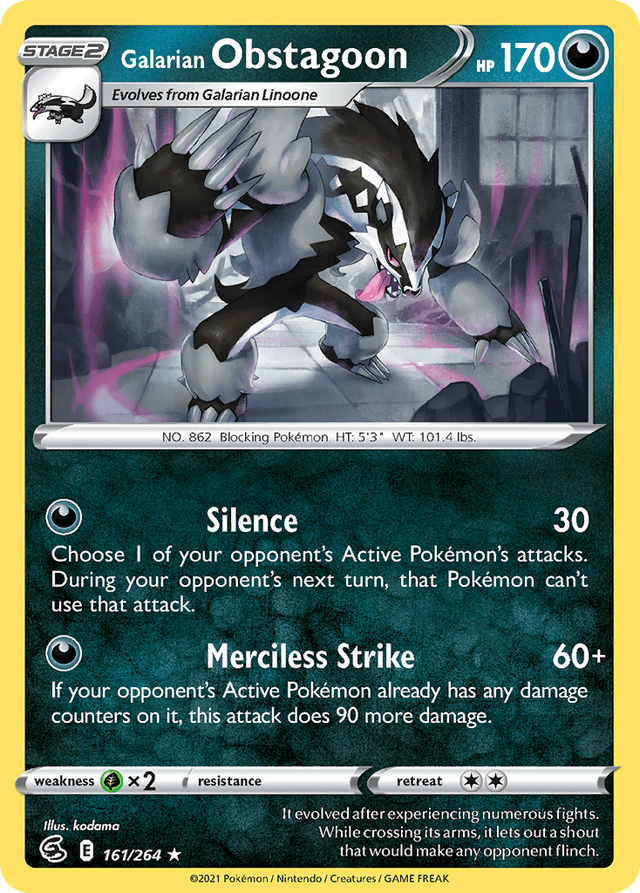 Carta Galarian Obstagoon 161/264 do set Fusion Strike — Pokémon TCG | Bynx