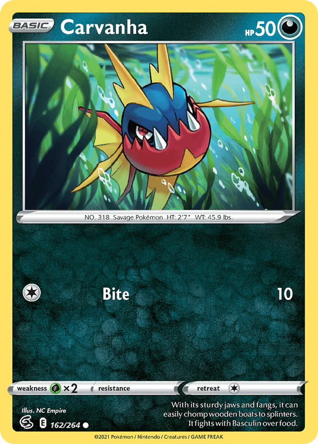Carta Carvanha 162/264 do set Fusion Strike — Pokémon TCG | Bynx