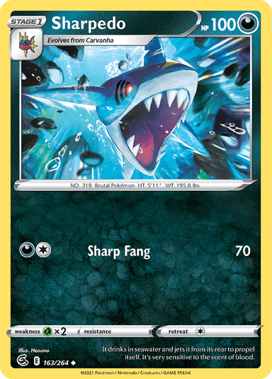 Carta Sharpedo 163/264 do set Fusion Strike — Pokémon TCG | Bynx