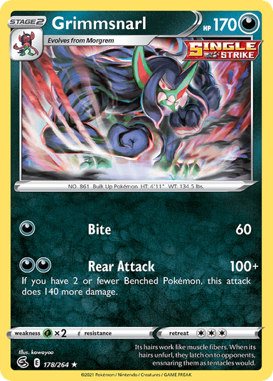 Carta Grimmsnarl 178/264 do set Fusion Strike — Pokémon TCG | Bynx
