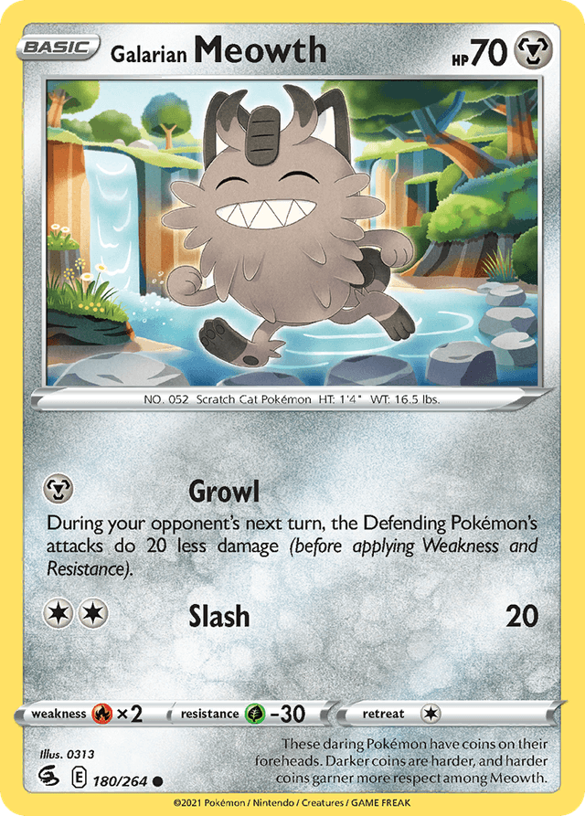 Carta Galarian Meowth 180/264 do set Fusion Strike — Pokémon TCG | Bynx