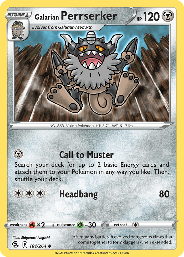 Carta Galarian Perrserker 181/264 do set Fusion Strike — Pokémon TCG | Bynx