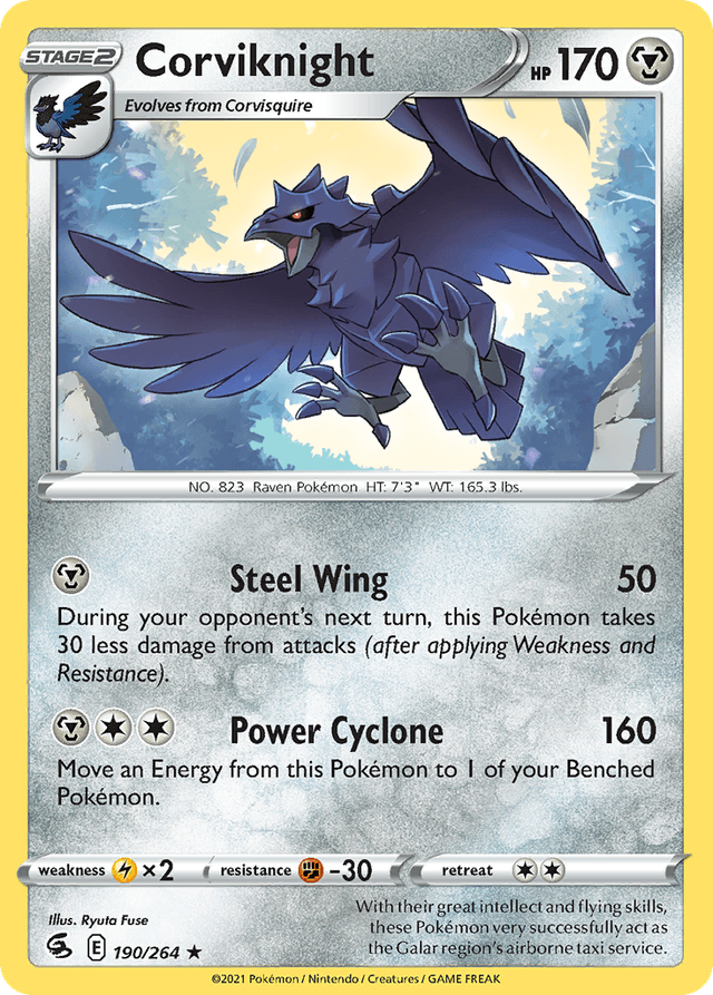 Carta Corviknight 190/264 do set Fusion Strike — Pokémon TCG | Bynx