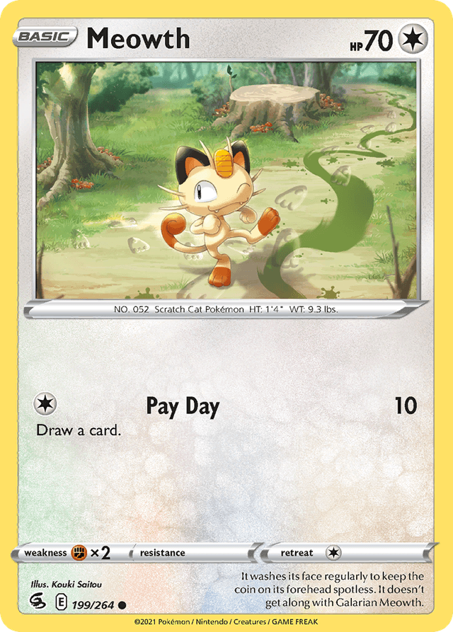 Carta Meowth 199/264 do set Fusion Strike — Pokémon TCG | Bynx