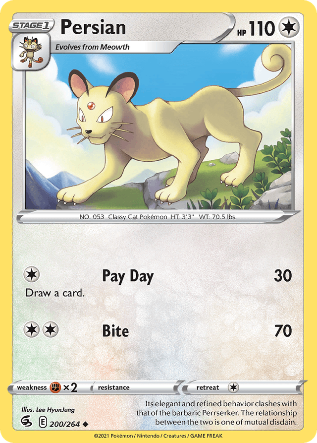 Carta Persian 200/264 do set Fusion Strike — Pokémon TCG | Bynx
