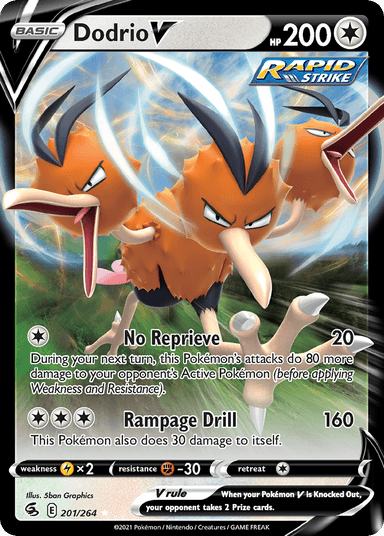 Carta Dodrio V 201/264 do set Fusion Strike — Pokémon TCG | Bynx