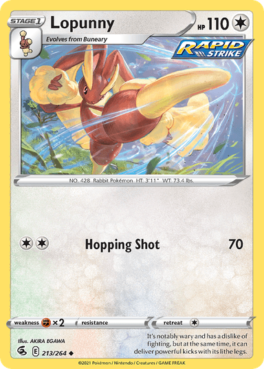 Carta Lopunny 213/264 do set Fusion Strike — Pokémon TCG | Bynx