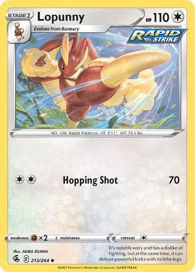 Carta Lopunny 213/264 do set Fusion Strike — Pokémon TCG | Bynx