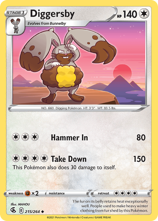 Carta Diggersby 215/264 do set Fusion Strike — Pokémon TCG | Bynx