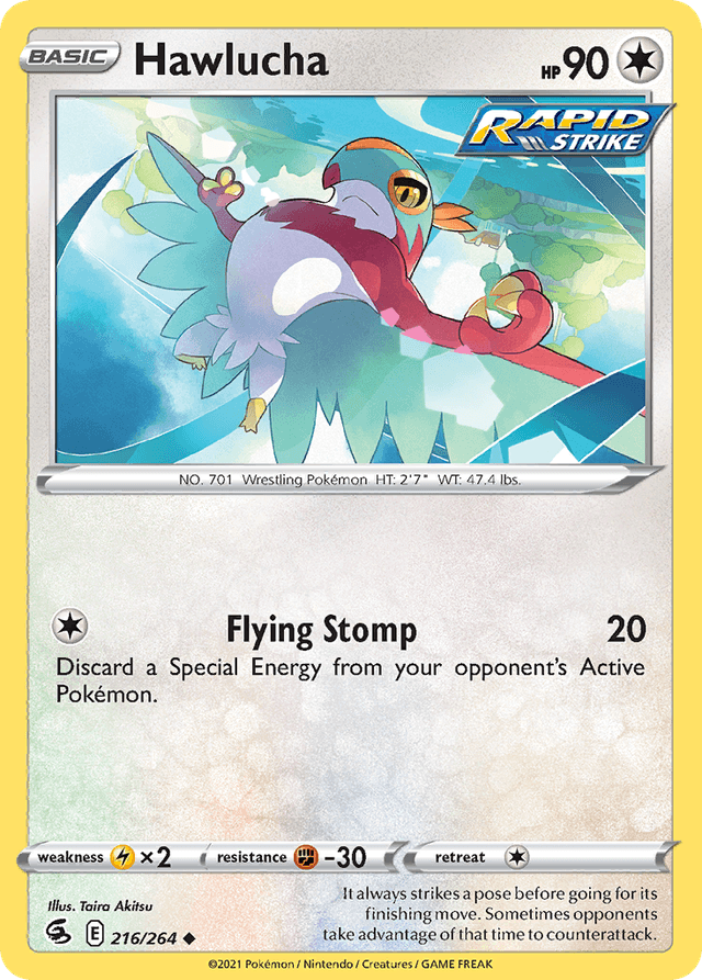 Carta Hawlucha 216/264 do set Fusion Strike — Pokémon TCG | Bynx