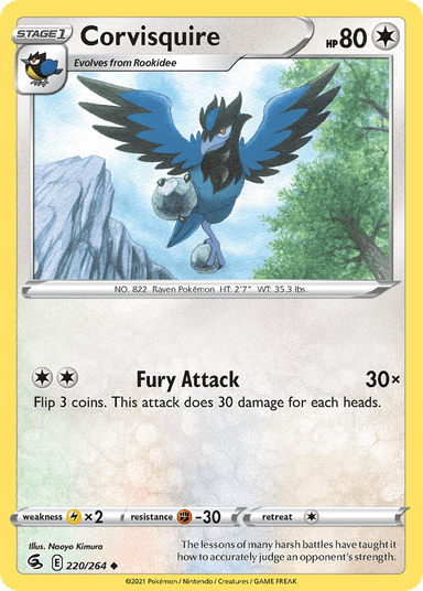 Carta Corvisquire 220/264 do set Fusion Strike — Pokémon TCG | Bynx