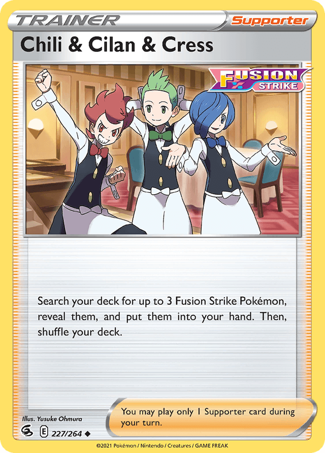 Carta Chili & Cilan & Cress 227/264 do set Fusion Strike — Pokémon TCG | Bynx