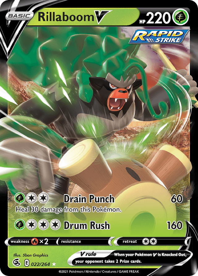 Carta Rillaboom V 22/264 do set Fusion Strike — Pokémon TCG | Bynx