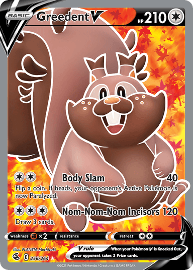 Carta Greedent V 256/264 do set Fusion Strike — Pokémon TCG | Bynx