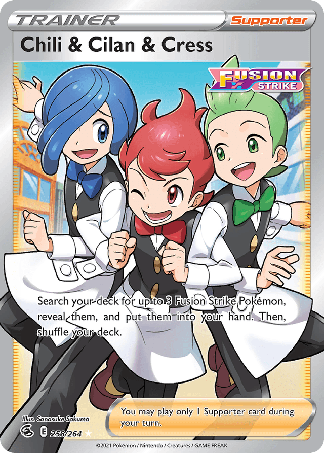 Carta Chili & Cilan & Cress 258/264 do set Fusion Strike — Pokémon TCG | Bynx