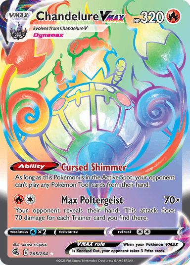 Carta Chandelure VMAX 265/264 do set Fusion Strike — Pokémon TCG | Bynx