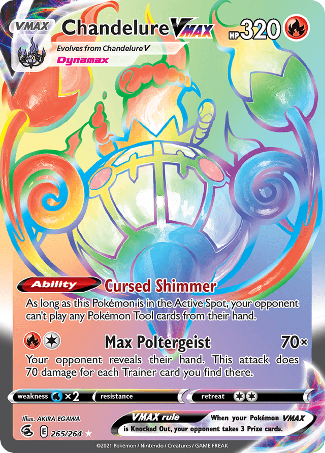 Carta Chandelure VMAX 265/264 do set Fusion Strike — Pokémon TCG | Bynx