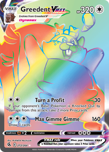 Carta Greedent VMAX 272/264 do set Fusion Strike — Pokémon TCG | Bynx