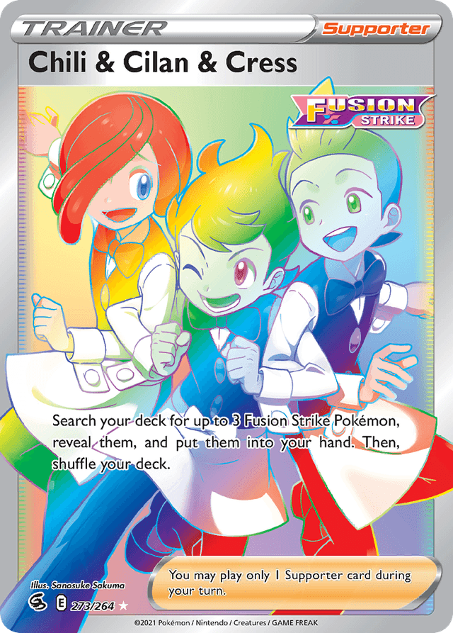 Carta Chili & Cilan & Cress 273/264 do set Fusion Strike — Pokémon TCG | Bynx
