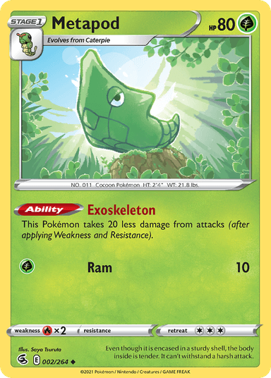 Carta Metapod 2/264 do set Fusion Strike — Pokémon TCG | Bynx
