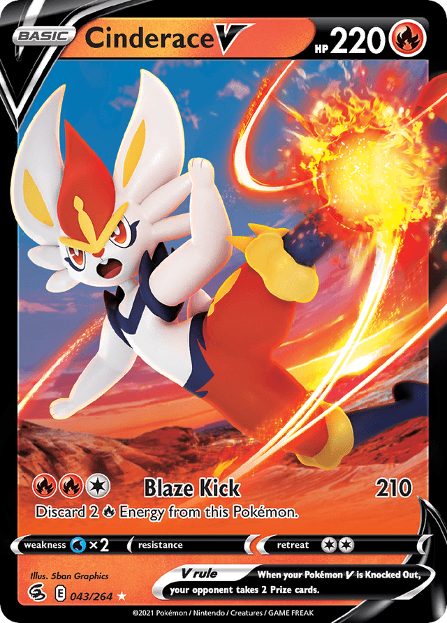 Carta Cinderace V 43/264 do set Fusion Strike — Pokémon TCG | Bynx