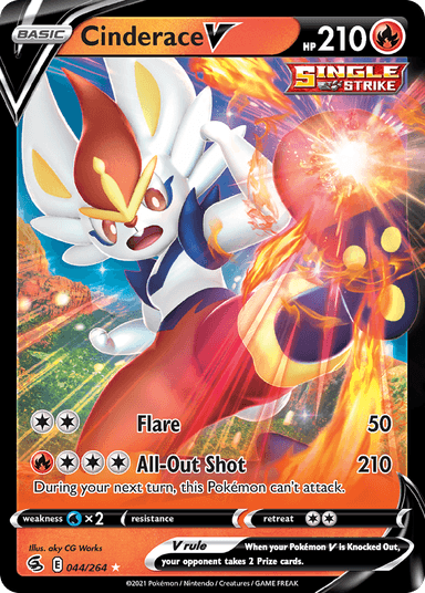 Carta Cinderace V 44/264 do set Fusion Strike — Pokémon TCG | Bynx