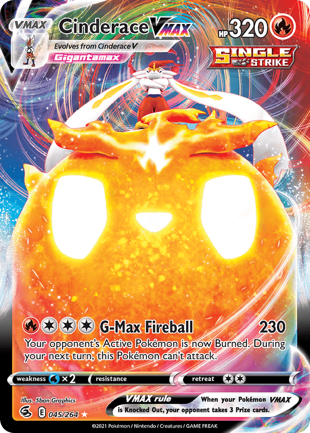 Carta Cinderace VMAX 45/264 do set Fusion Strike — Pokémon TCG | Bynx