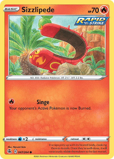 Carta Sizzlipede 47/264 do set Fusion Strike — Pokémon TCG | Bynx