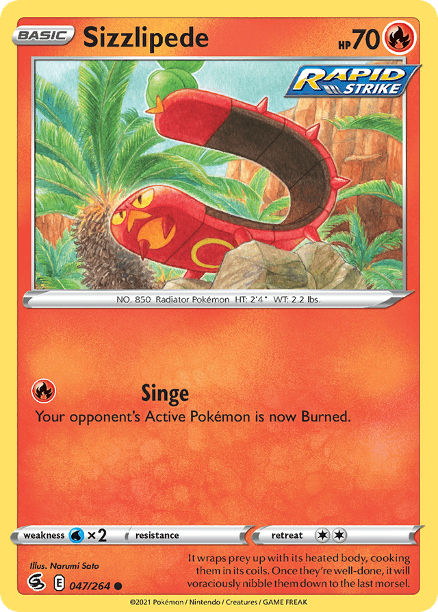 Carta Sizzlipede 47/264 do set Fusion Strike — Pokémon TCG | Bynx