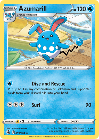Carta Azumarill 59/264 do set Fusion Strike — Pokémon TCG | Bynx